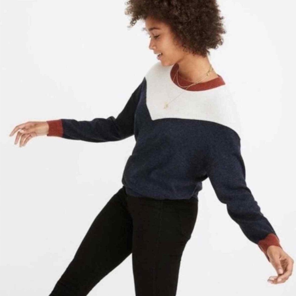 Madewell color block yolk pull over sweater